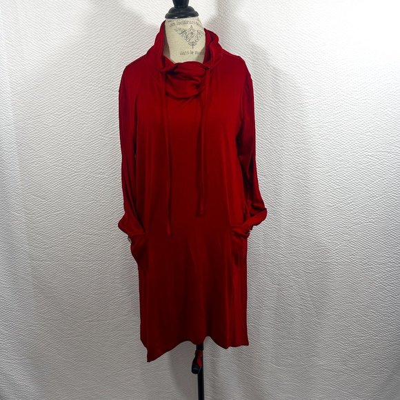 Bulotus Women's Long Sleeve Cowl Neck Asymmetrical Hem Tunic Tops with Pockets - Picture 2 of 11